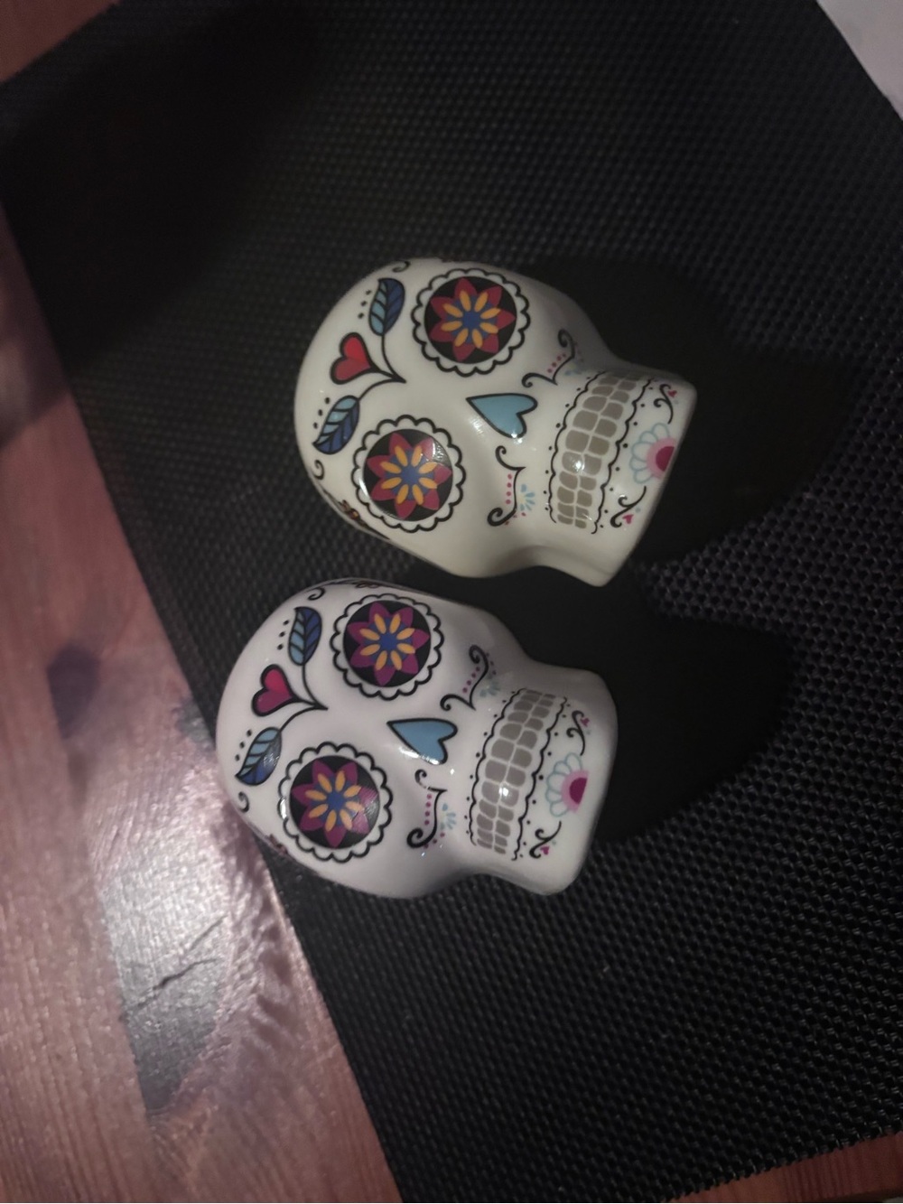 White Sugar Skull Ceramic Salt and Pepper Shakers - Decorative Home Accent